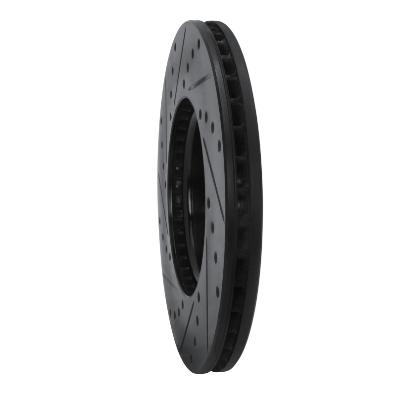 Cadillac BLS Brake Rotor (1) - Front Right - R1 Concepts - Drilled & Slotted - Black - `03-`11
